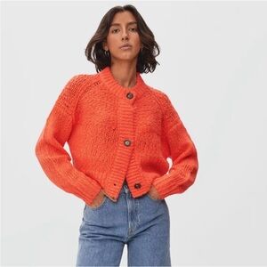 Everlane Bright // Orange Cropped Cardigan
